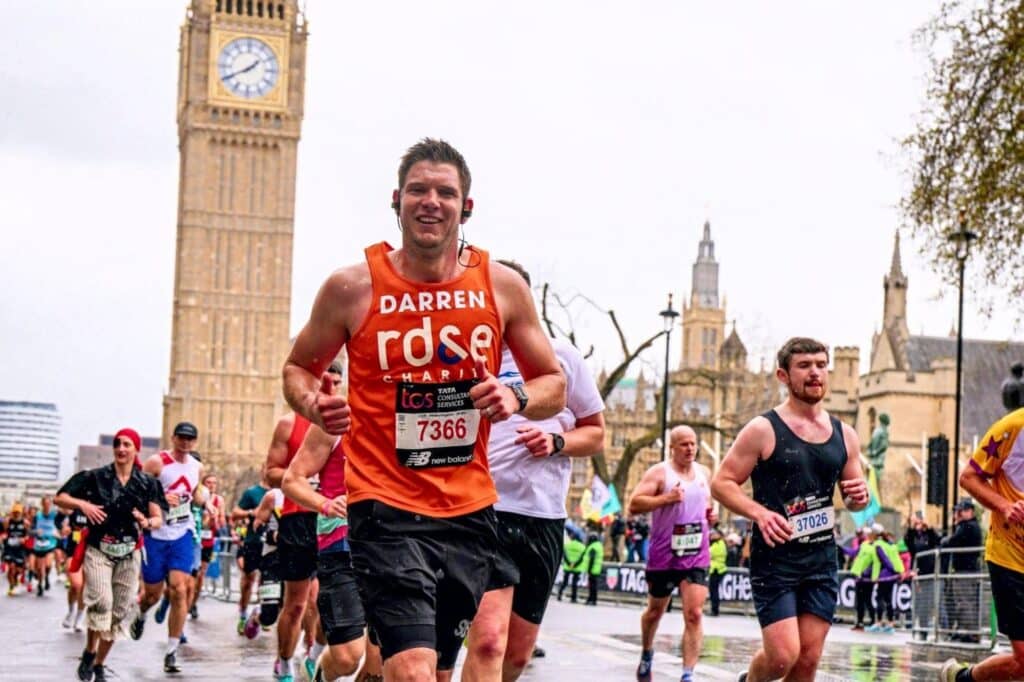Darren Goff ran the London Marathon to raise money for the neonatal unit at Royal Devon and Exeter Hospital