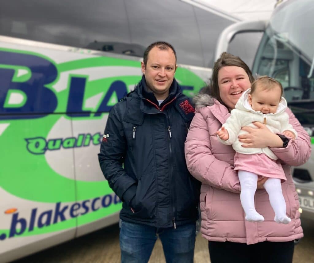 Parents Hannah and Nick Marland and the team at Blakes Coaches are raising money for the Special Care Baby Unit at North Devon District Hospital, which helped care for their daughter Olivia.