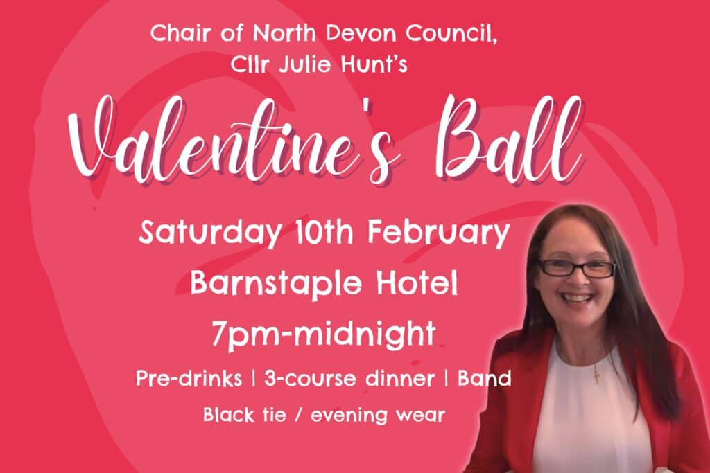 North Devon Council chairman Julie Hunt is holding a charity Valentine’s Ball in Barnstaple on February 10